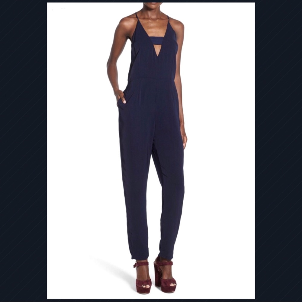 Navy Blue Jumpsuit from Storee with Pockets